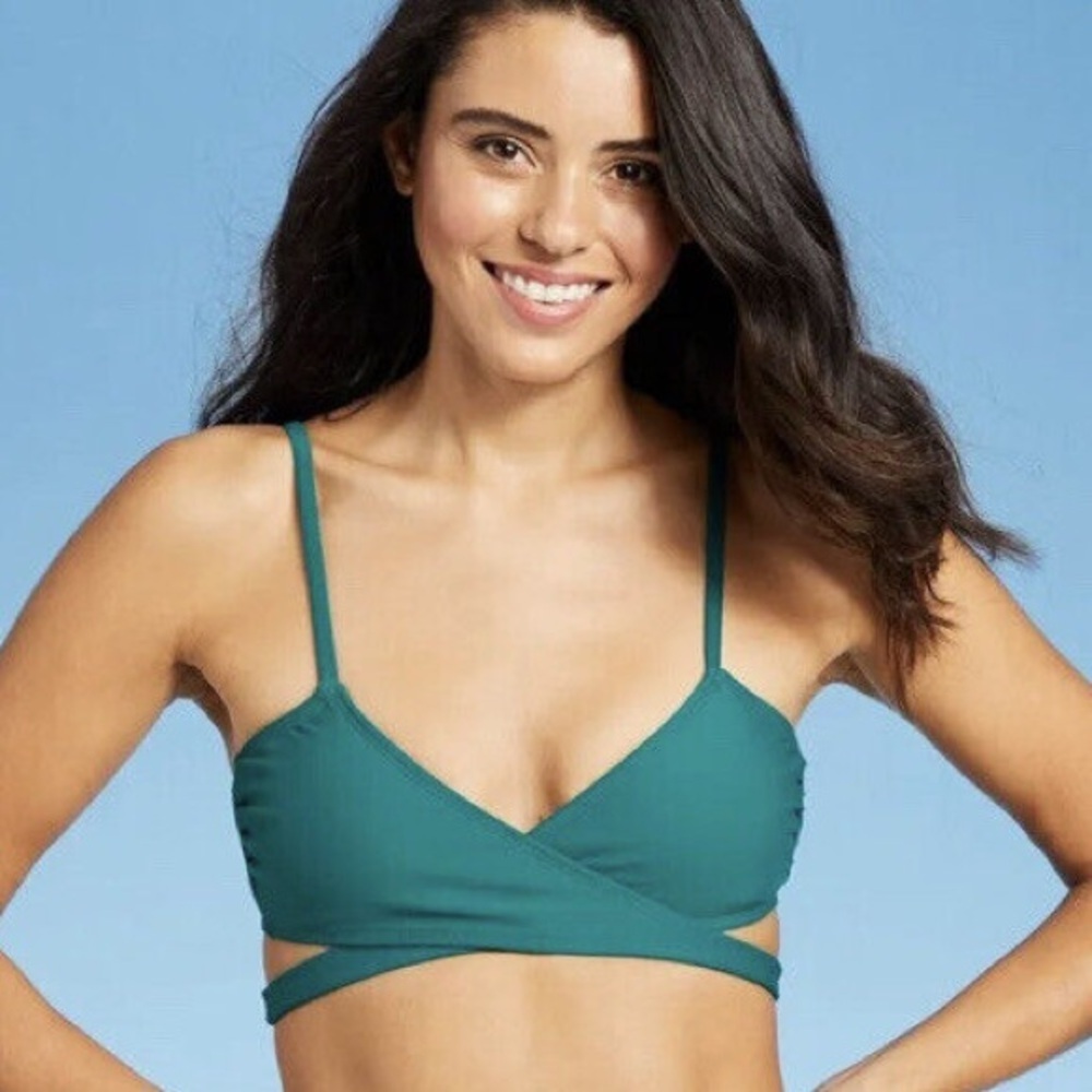 NWT Xhilaration Teal Wrap Around Tie Back Bikini Top -  Medium